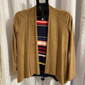 Lightweight, suede-like, beige jacket w/flared bottom, Size Small